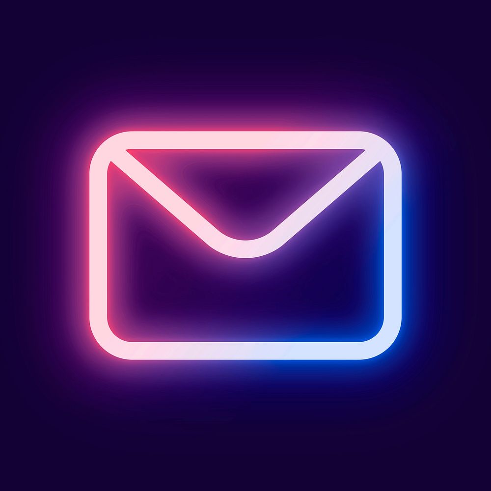 Email social media icon vector in pink neon style