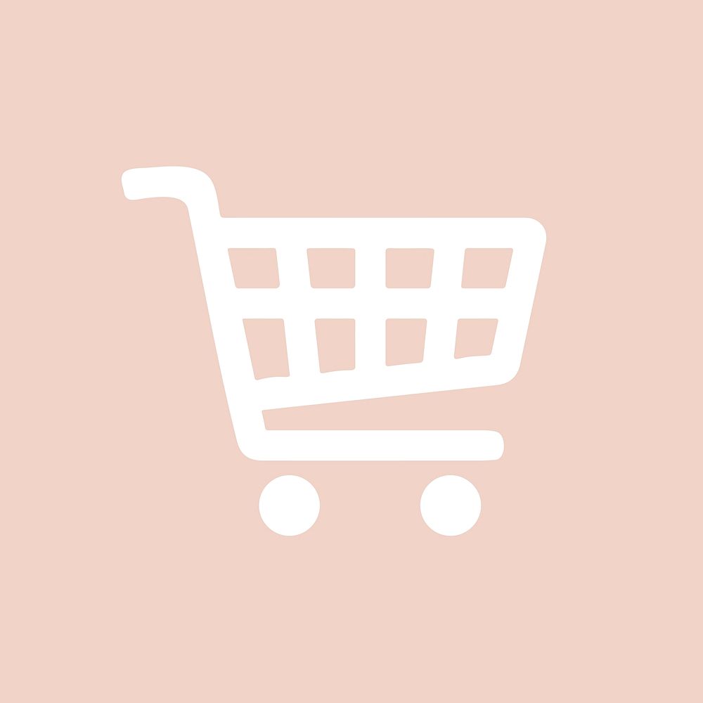 Shopping cart white icon vector for social media app simple flat style