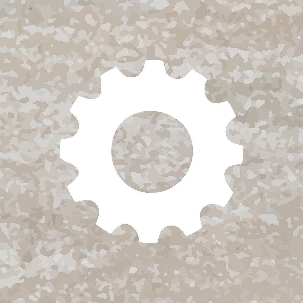 Gear setting white icon psd for mobile app in aesthetic textured style