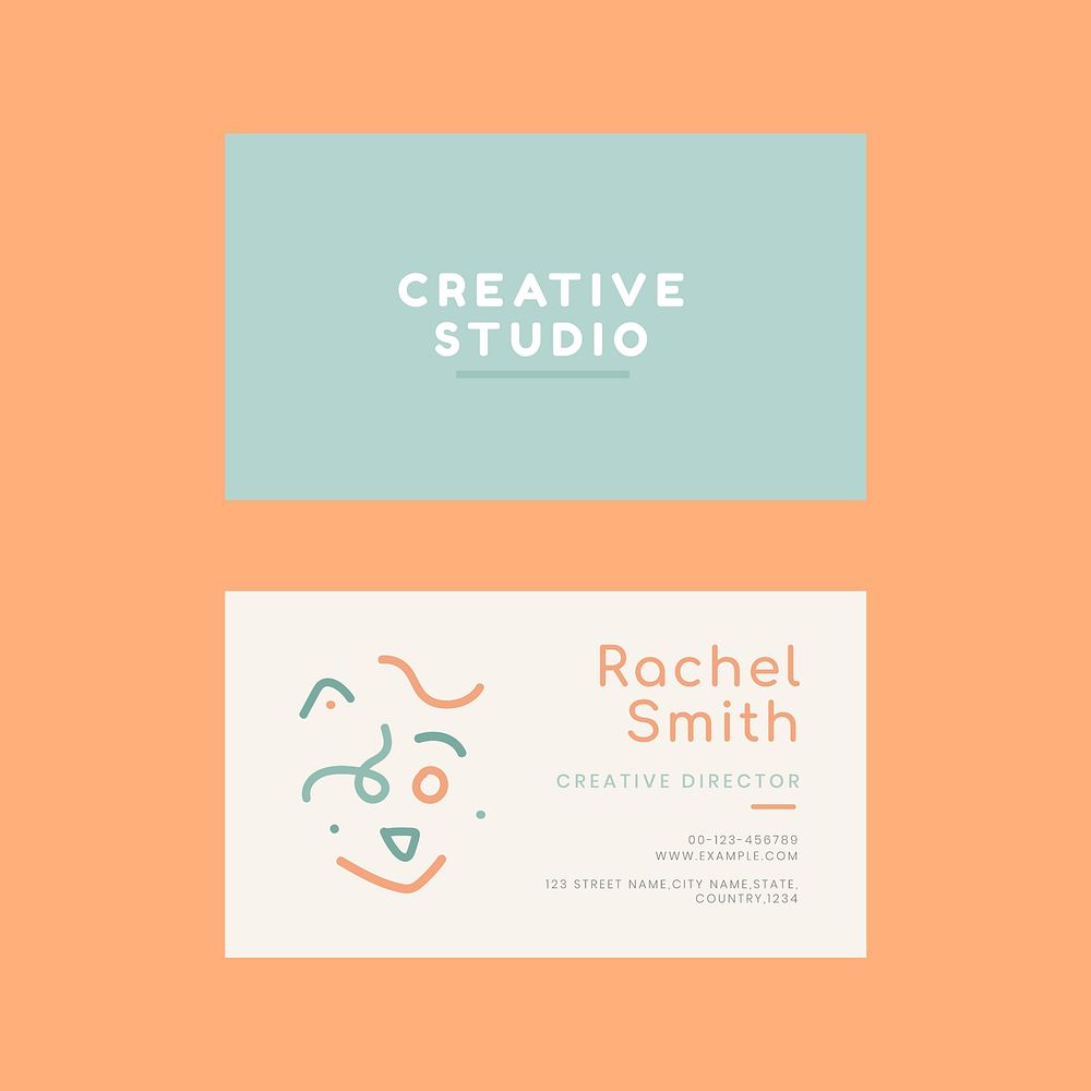 Editable name card template vector in memphis style pattern