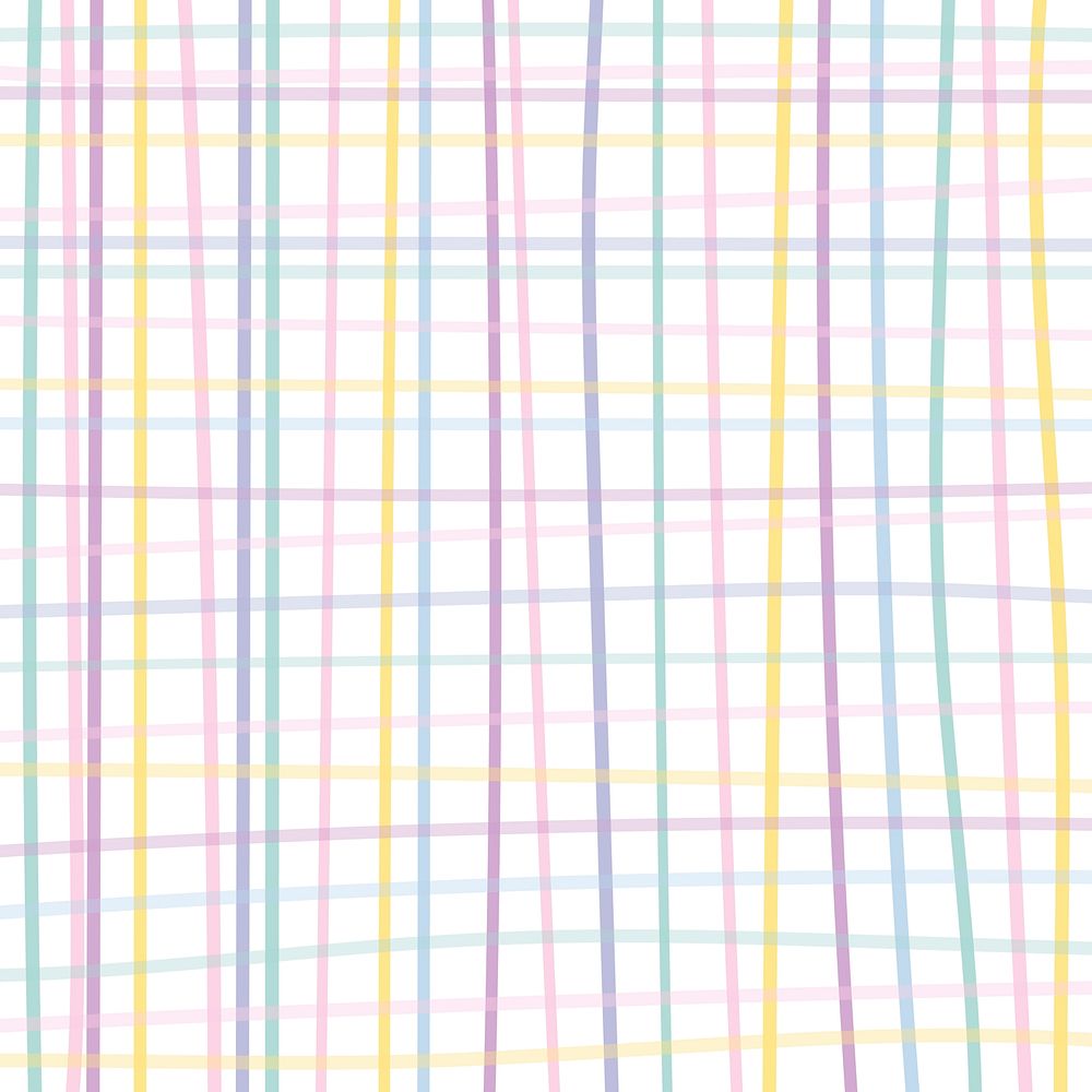 Grid background vector in cute pastel pattern