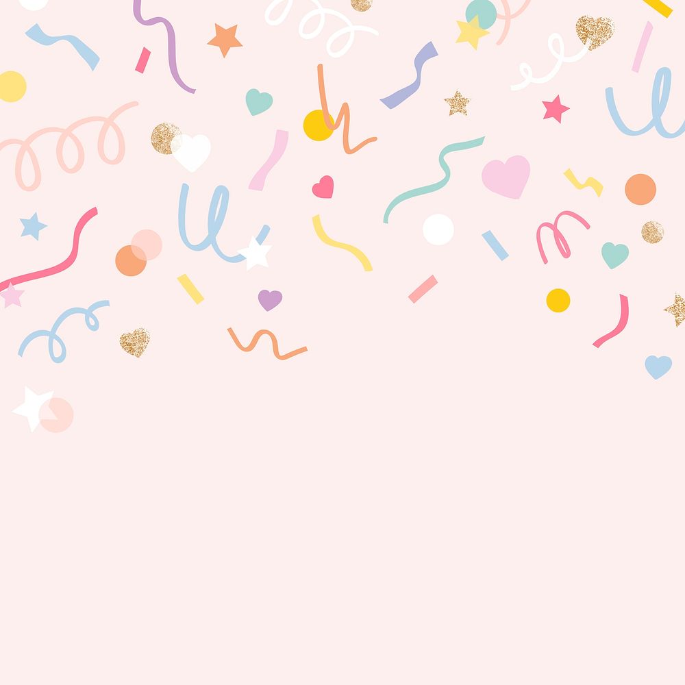 Confetti background psd in cute pastel pink pattern