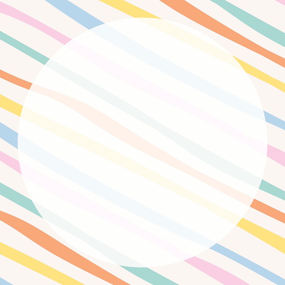 Colorful striped frame psd in cute pastel pattern