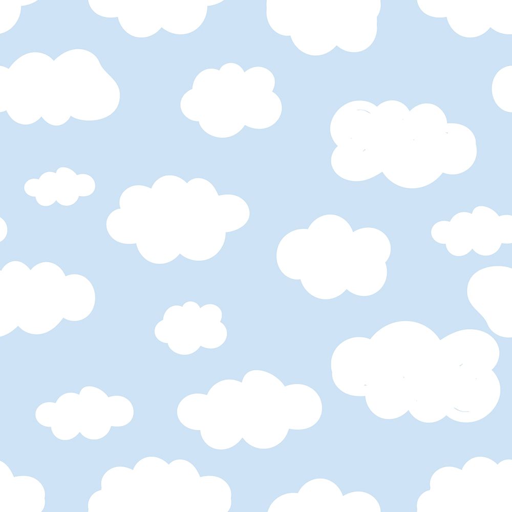 Background seamless pattern vector with cute fluffy cloud