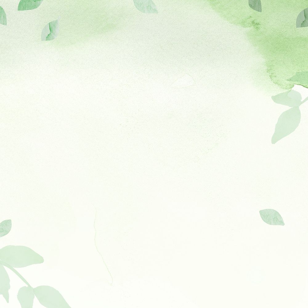 Environment green watercolor background psd with leaf border illustration                                                   …