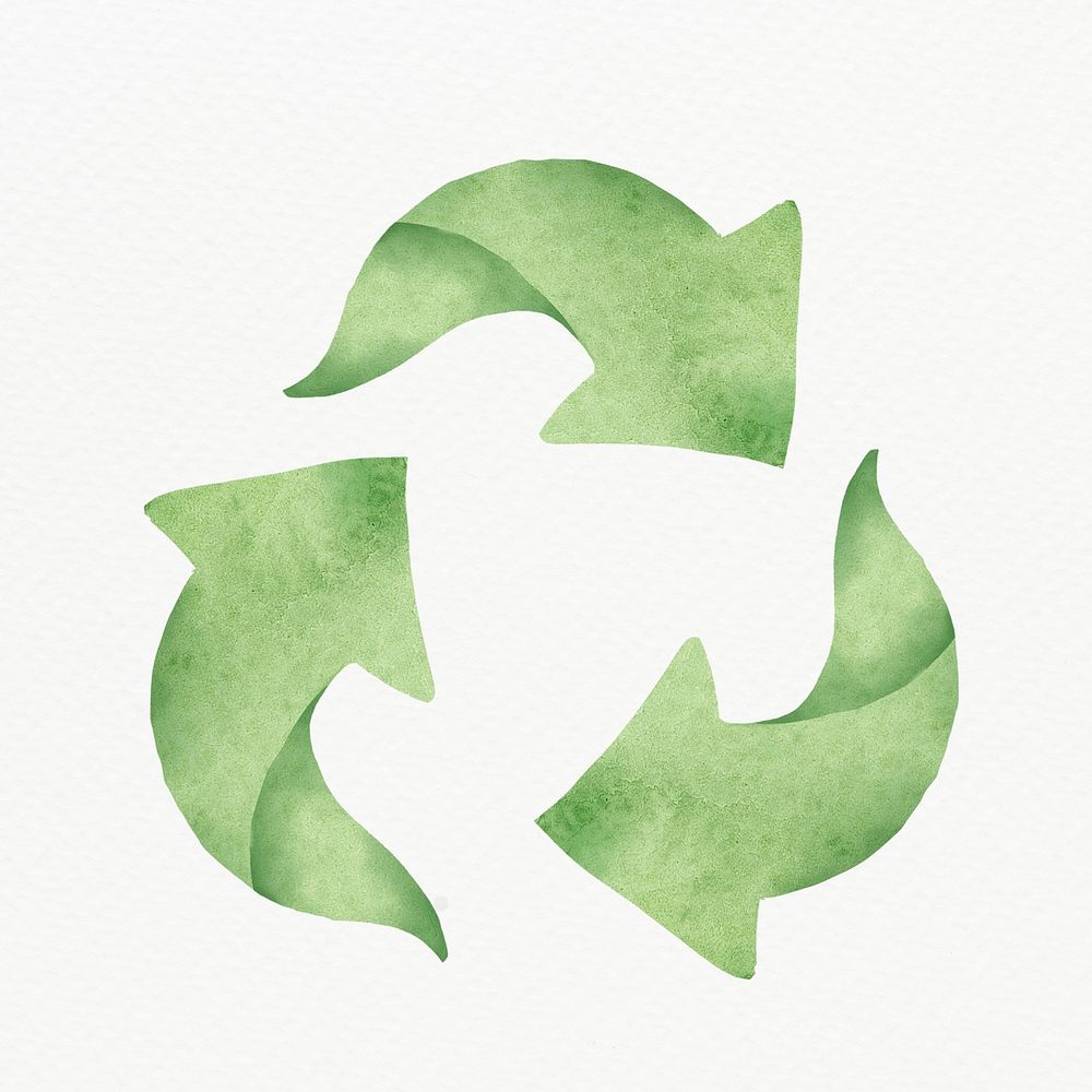 Green recycling symbol psd design element