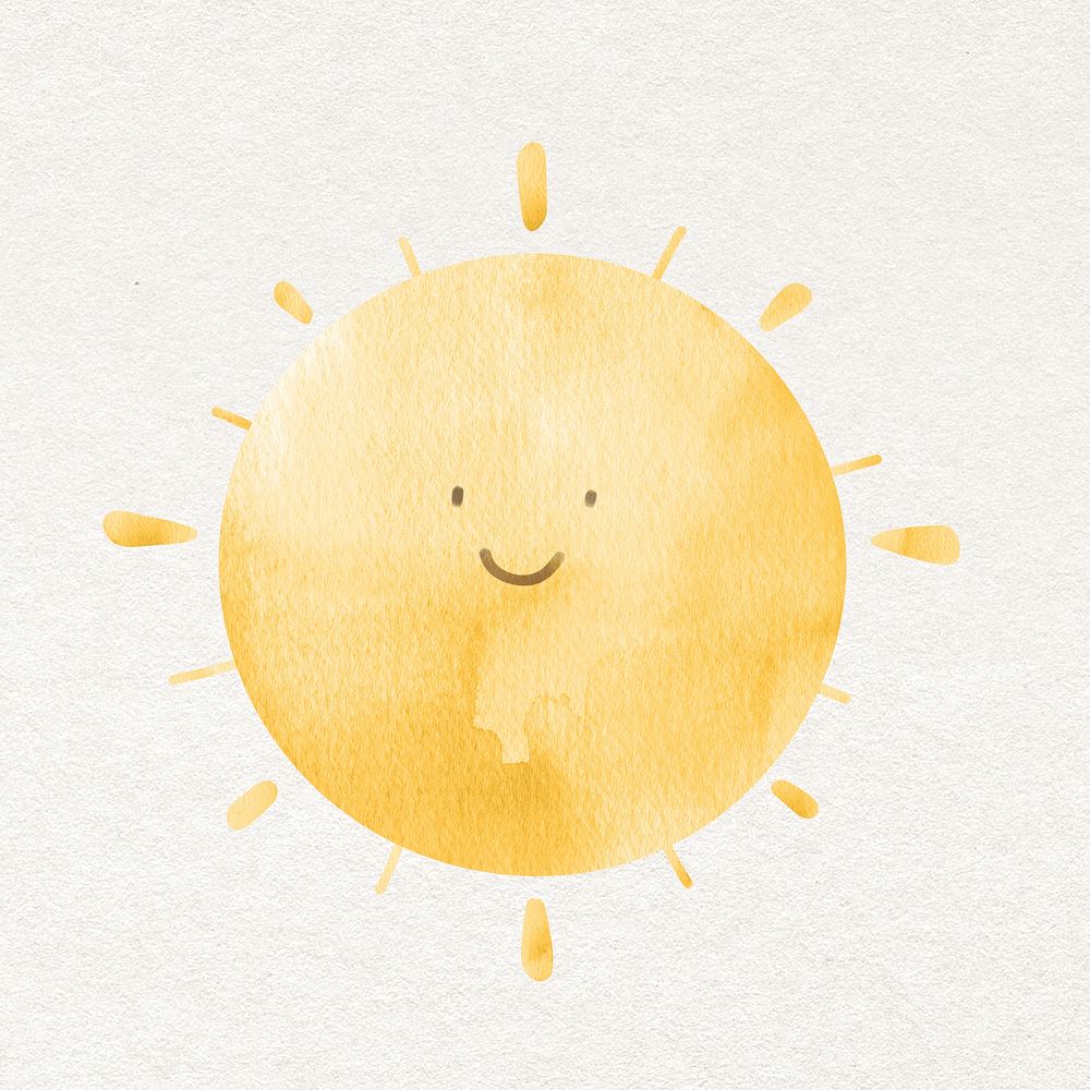 Sun in watercolor psd design element