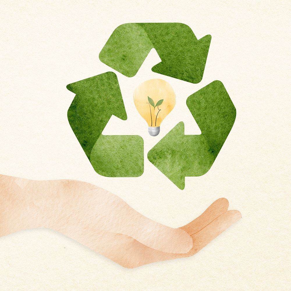 Hand supporting recycle idea psd design element