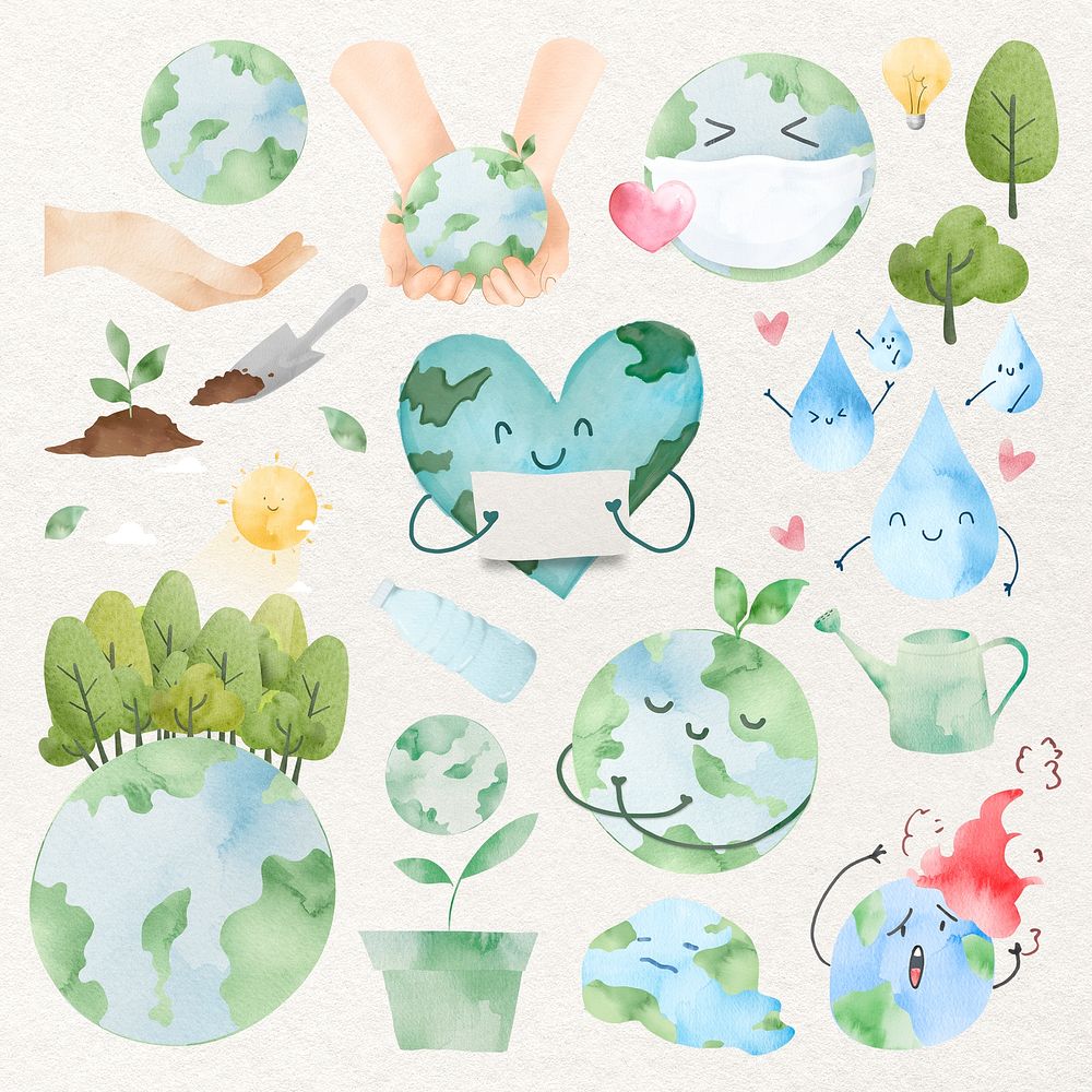 Earth vector peaceful place to live  design element set