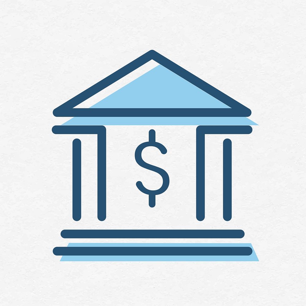 Bank outline icon psd financial symbol