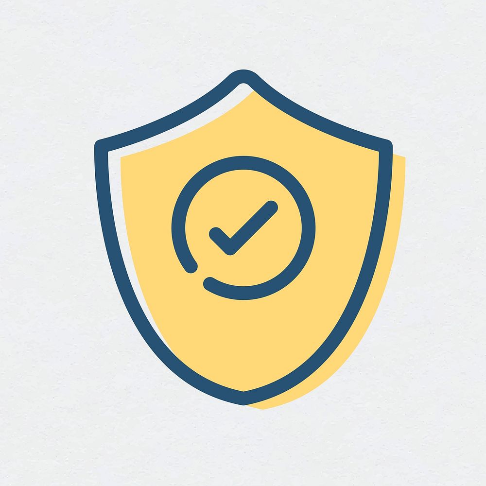 Tick mark shield icon vector protection symbol