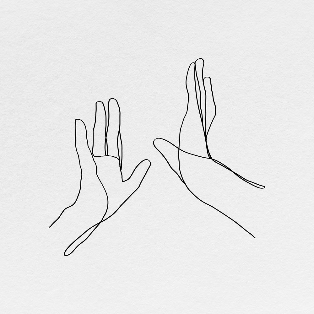Hands minimal line art p aesthetic drawings on gray background