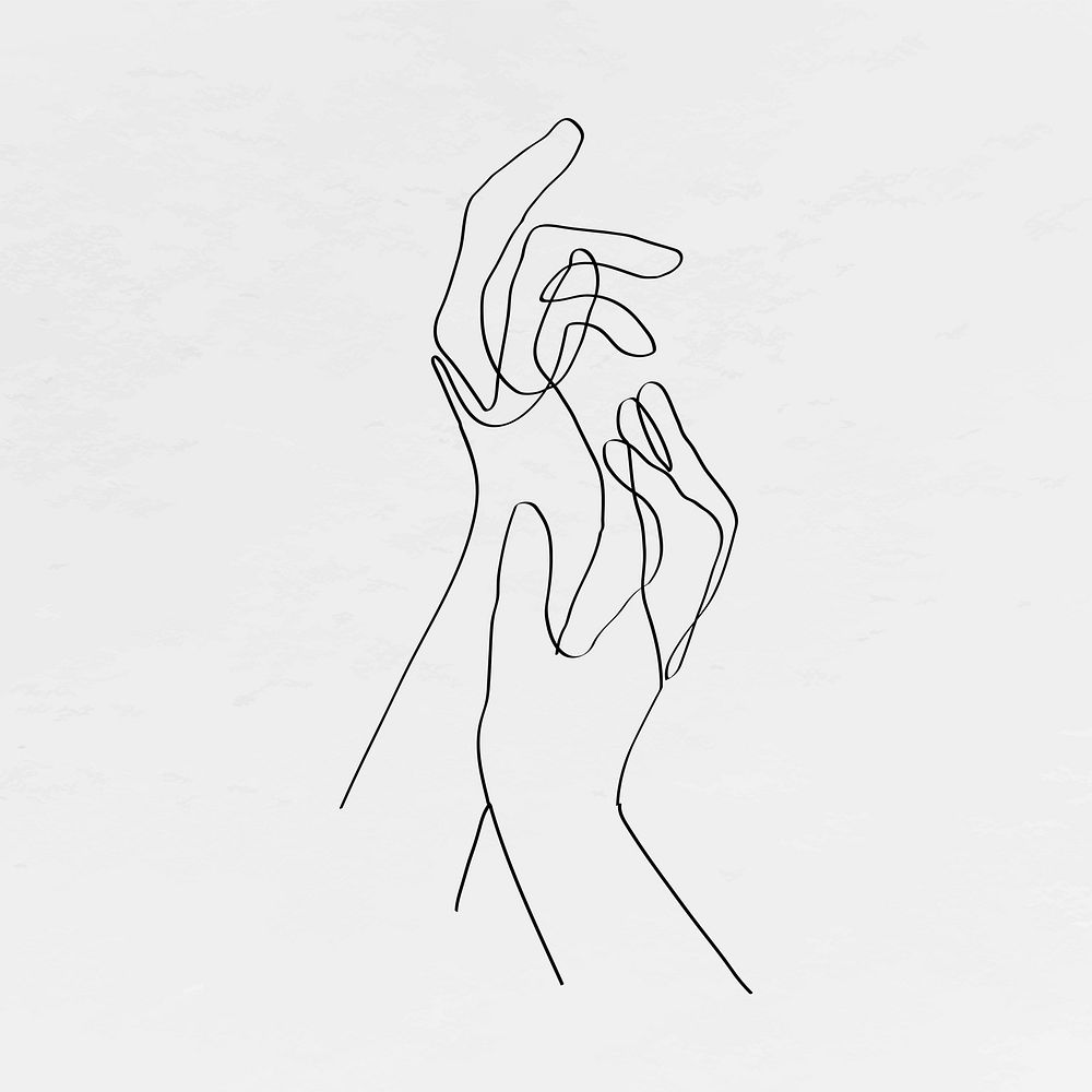 Hands minimal line art vector aesthetic drawings on gray background
