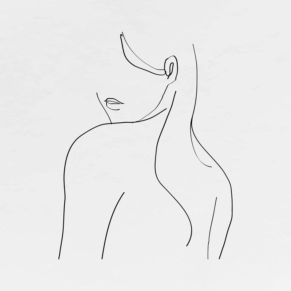 Woman&rsquo;s body line art vector feminine drawing on gray background