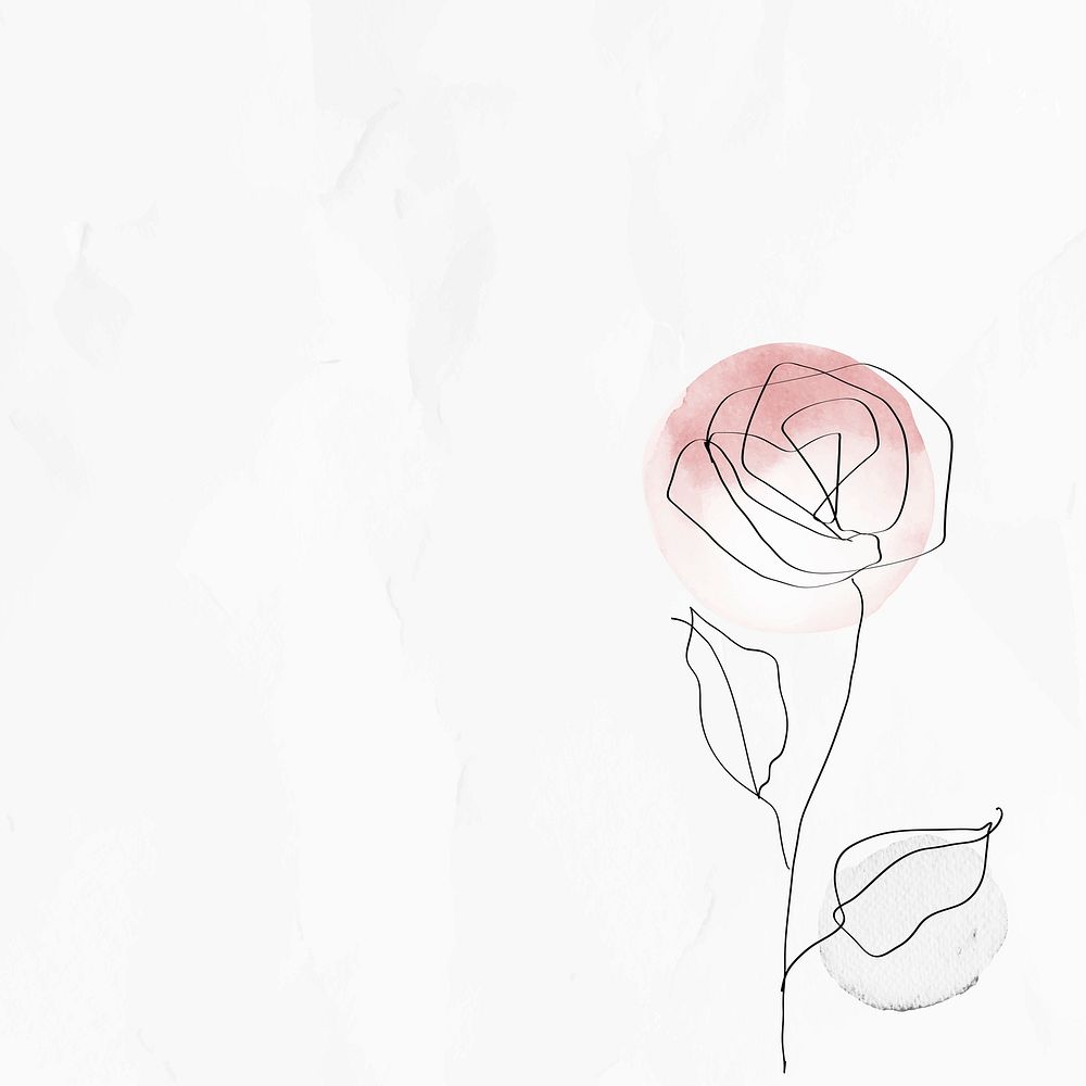 Textured background with rose psd feminine line art illustration