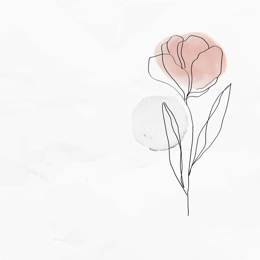 Textured background with tulip psd feminine line art illustration