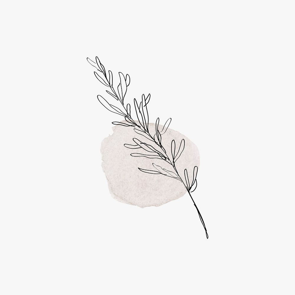 Leaf line art minimal gray illustration