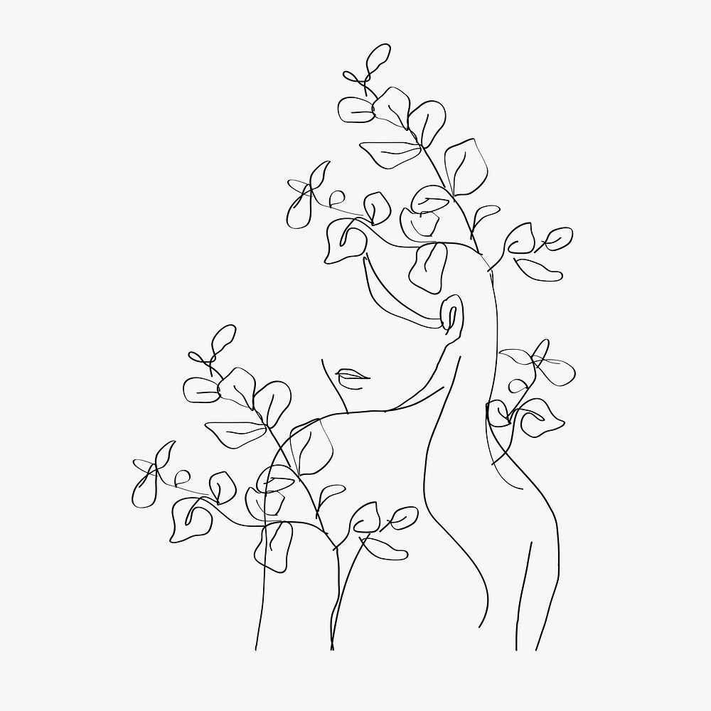 Aesthetic woman&rsquo;s body psd line art minimal grayscale drawings