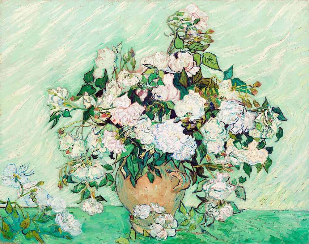 Roses (1890) by Vincent Van Gogh. Original from The National Gallery of Art. Digitally enhanced by rawpixel.