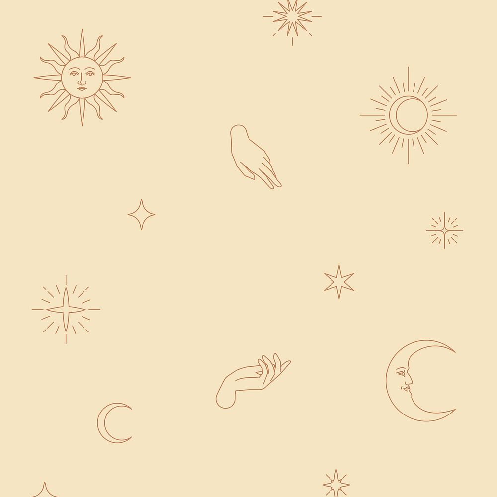 Cute celestial icon vector linear drawing background