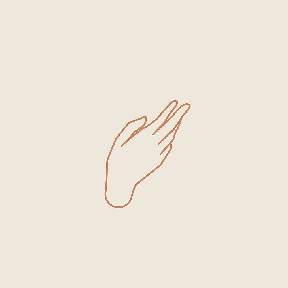 Magical hand linear drawing on beige background
