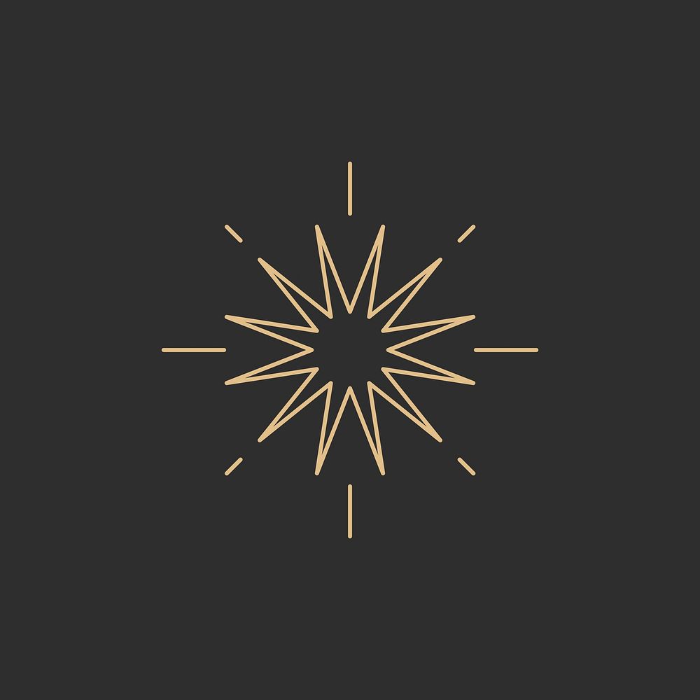 Sparkling star vector in celestial golden style on black background