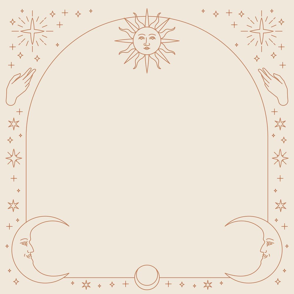 Celestial icons vector square frame on beige