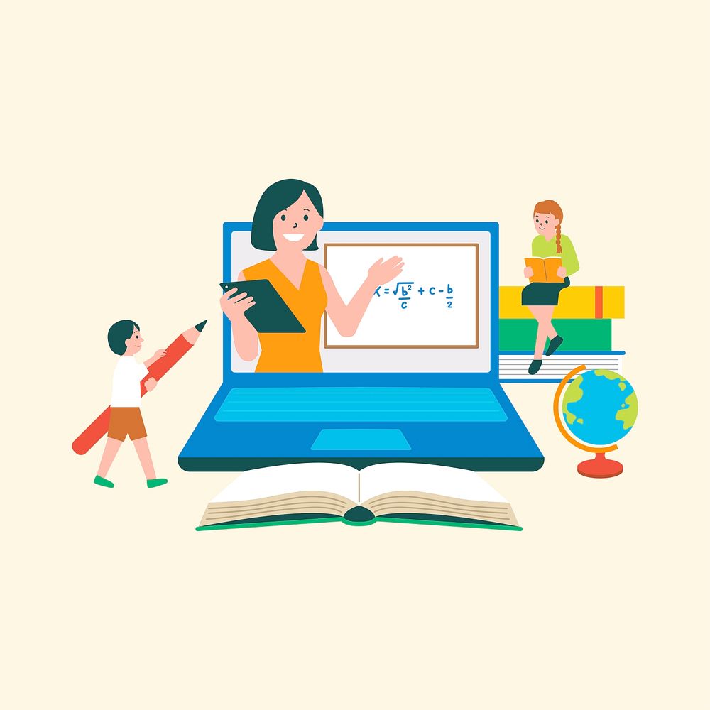 Online learning psd character flat graphic