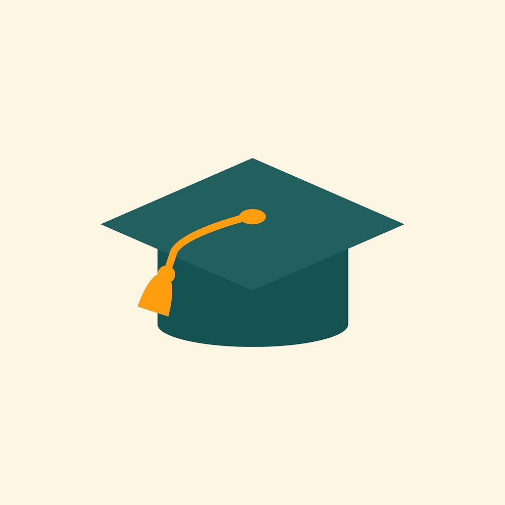 Graduation cap vector education flat graphic