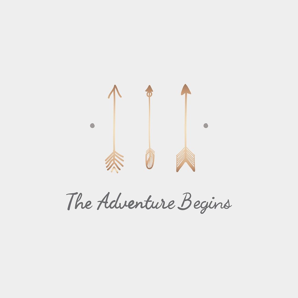 The adventure begins with three arrows travel badge vector