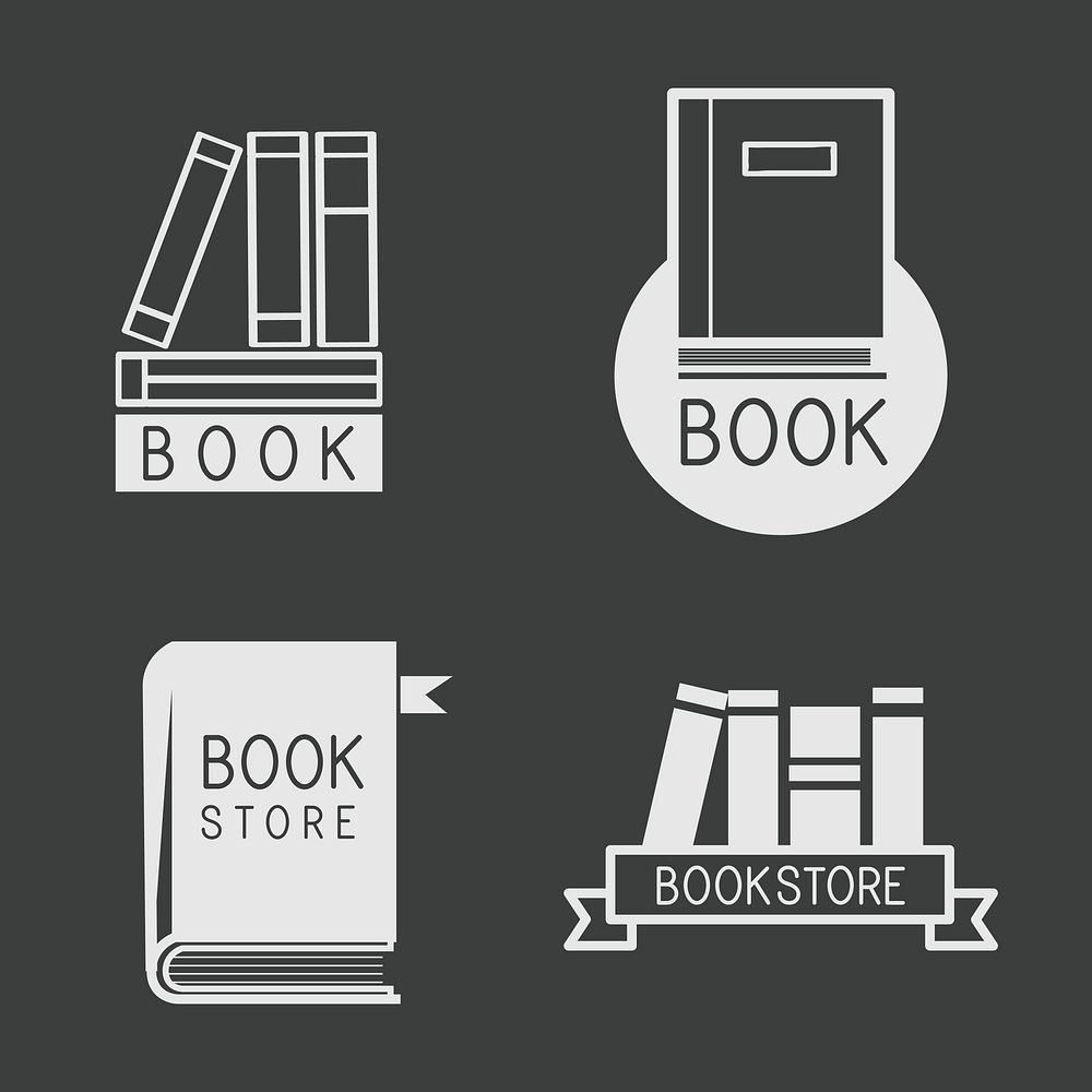 Bookstore logos and sign set vector