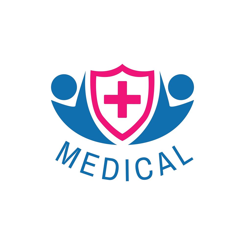 Blue and pink  medical care service logo vector