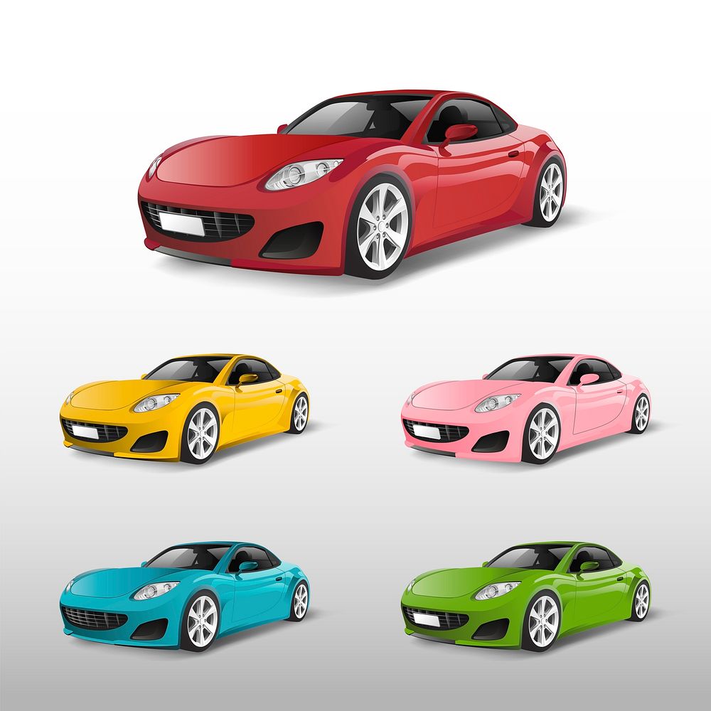 Set of colorful sports car in studio vectors
