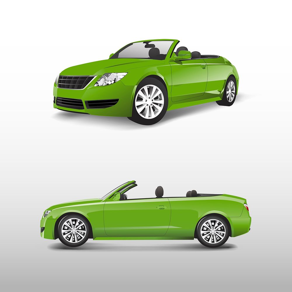 Green convertible car isolated on white vector