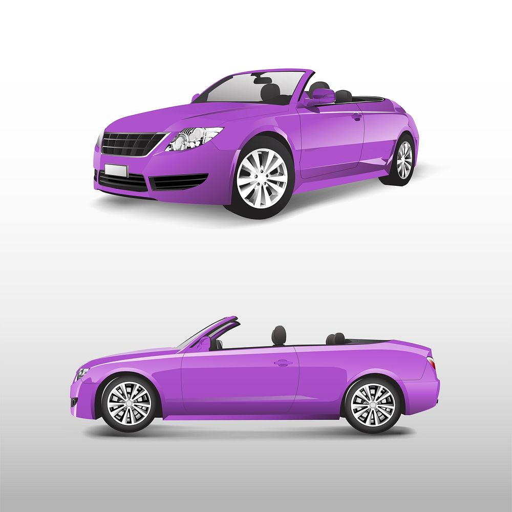 Purple convertible car isolated on white vector