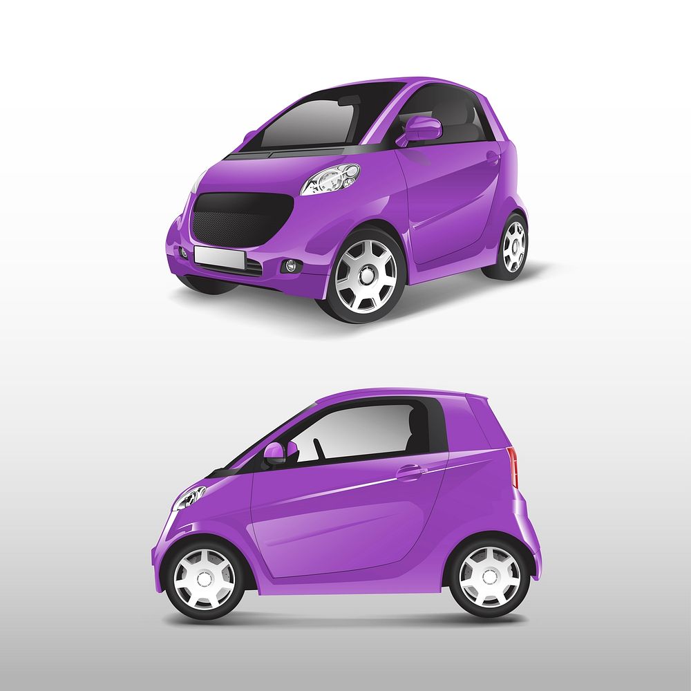 Purple compact hybrid car vector