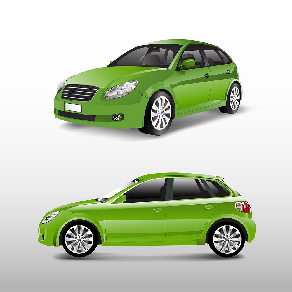 Green hatchback car isolated on white vector