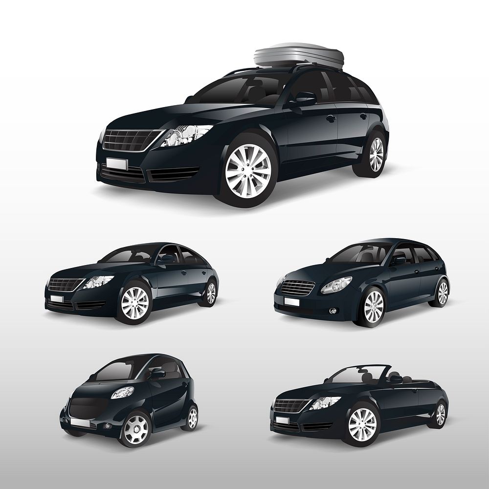 Set of various models of black car vectors