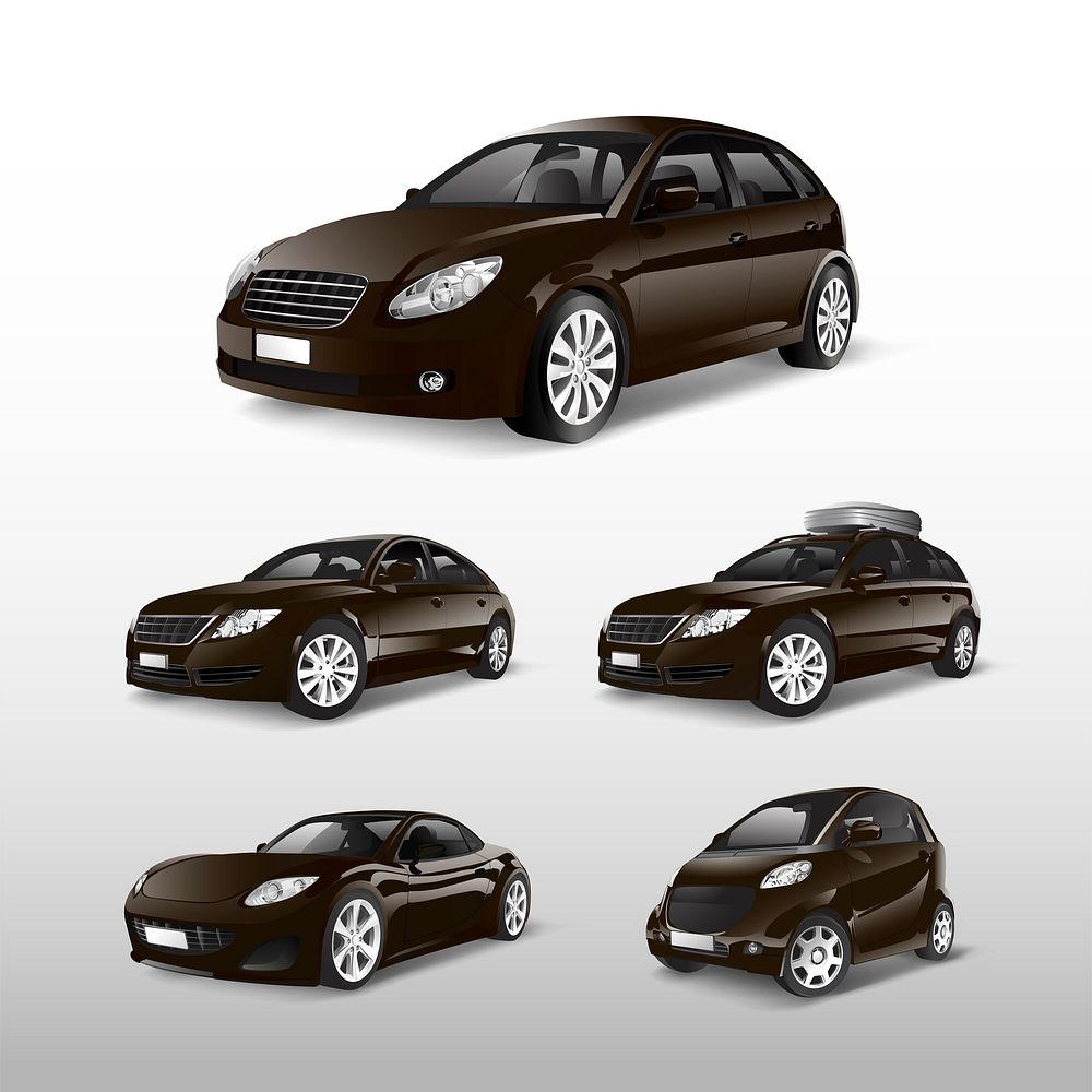 Set of various models of brown car vectors