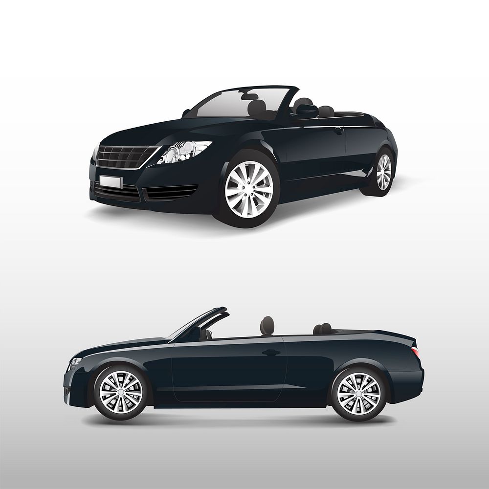 Black convertible car isolated on white vector