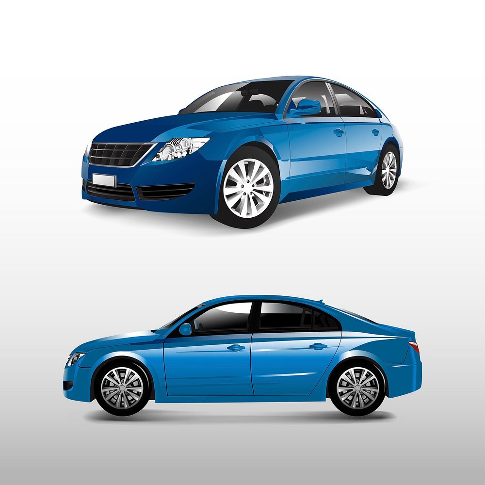 Blue sedan car isolated on white vector