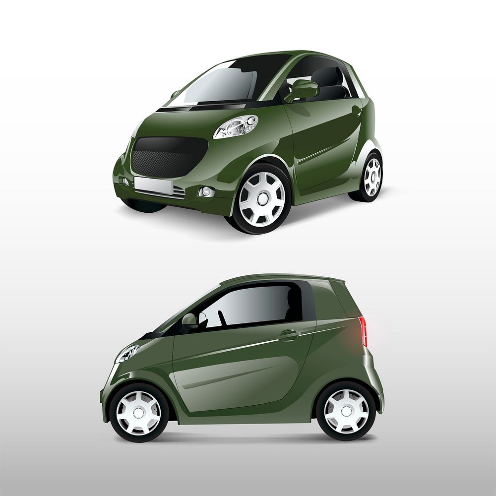 Green compact hybrid car vector