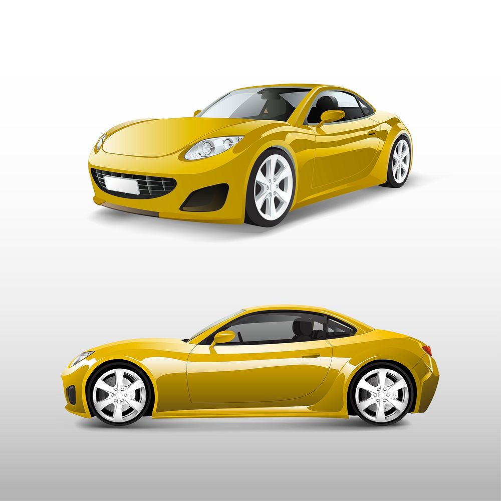 Yellow sports car isolated on white vector