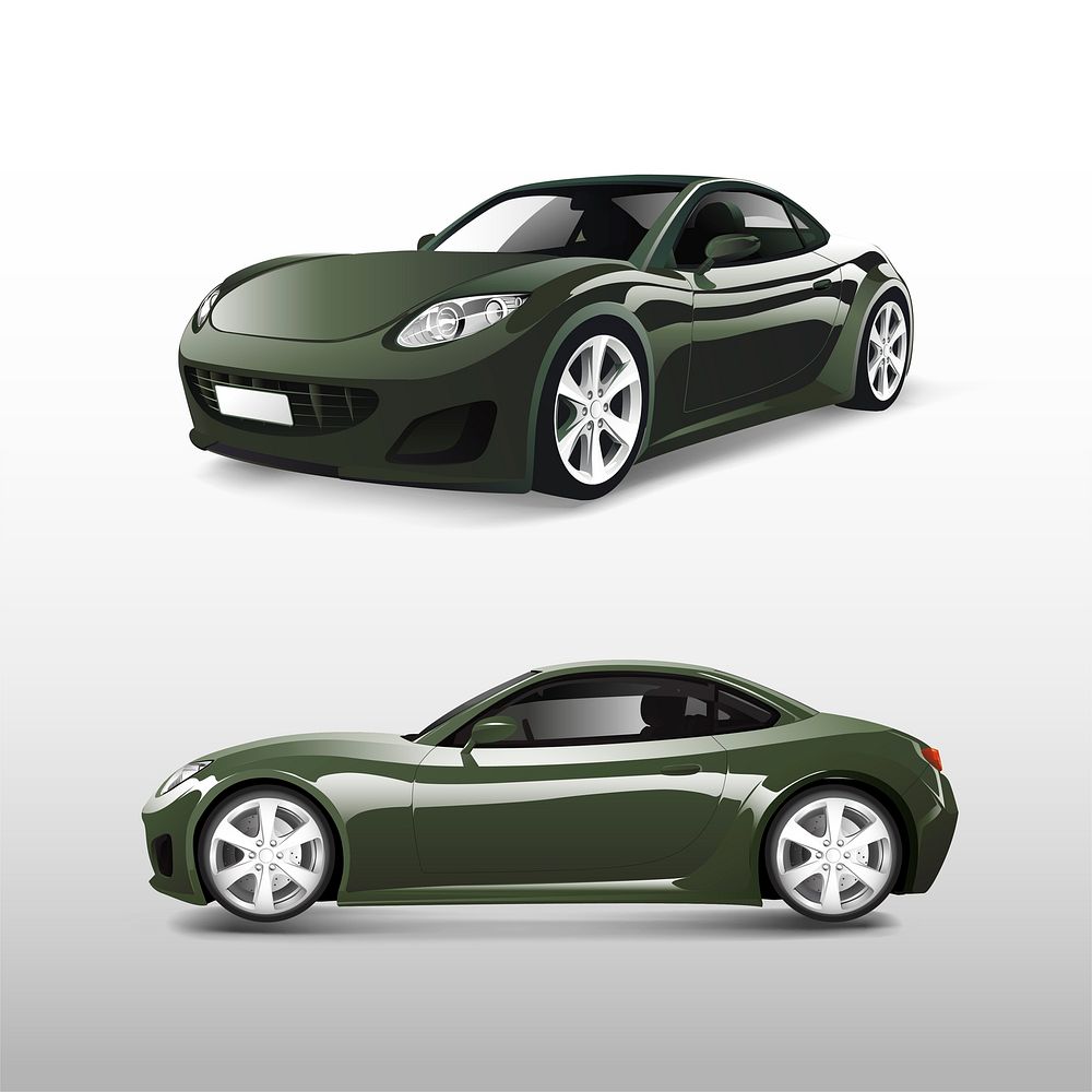 Green sports car isolated on white vector