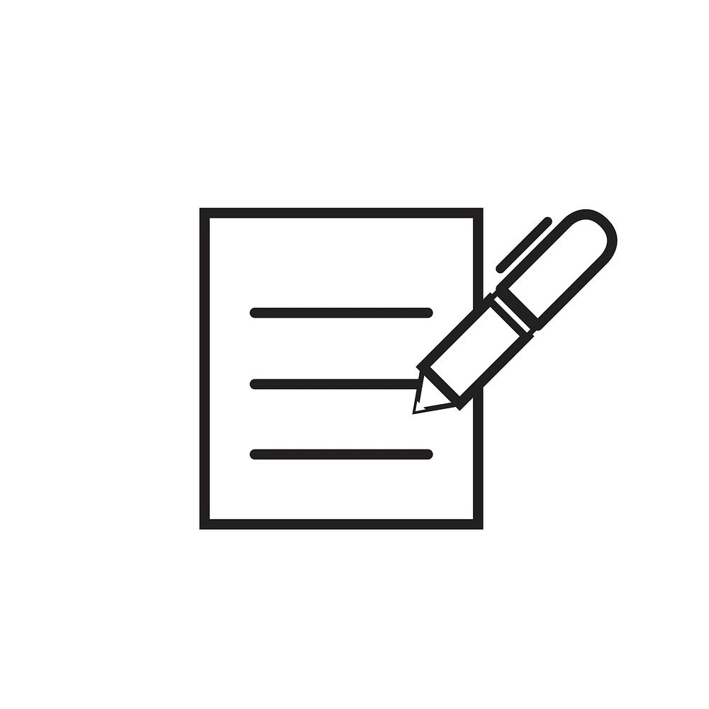 Pen signing on a form icon vector