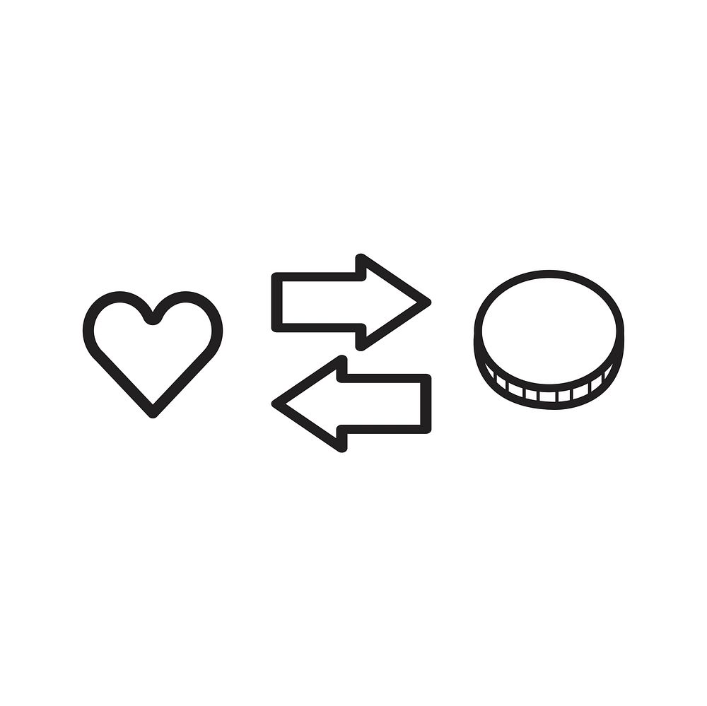 Money exchange with heart icon vector