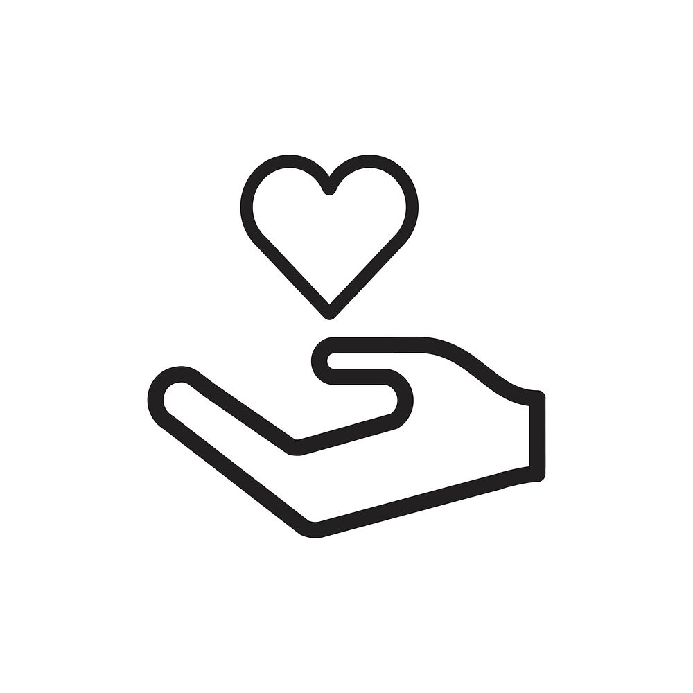 Sharing love hand with heart icon vector