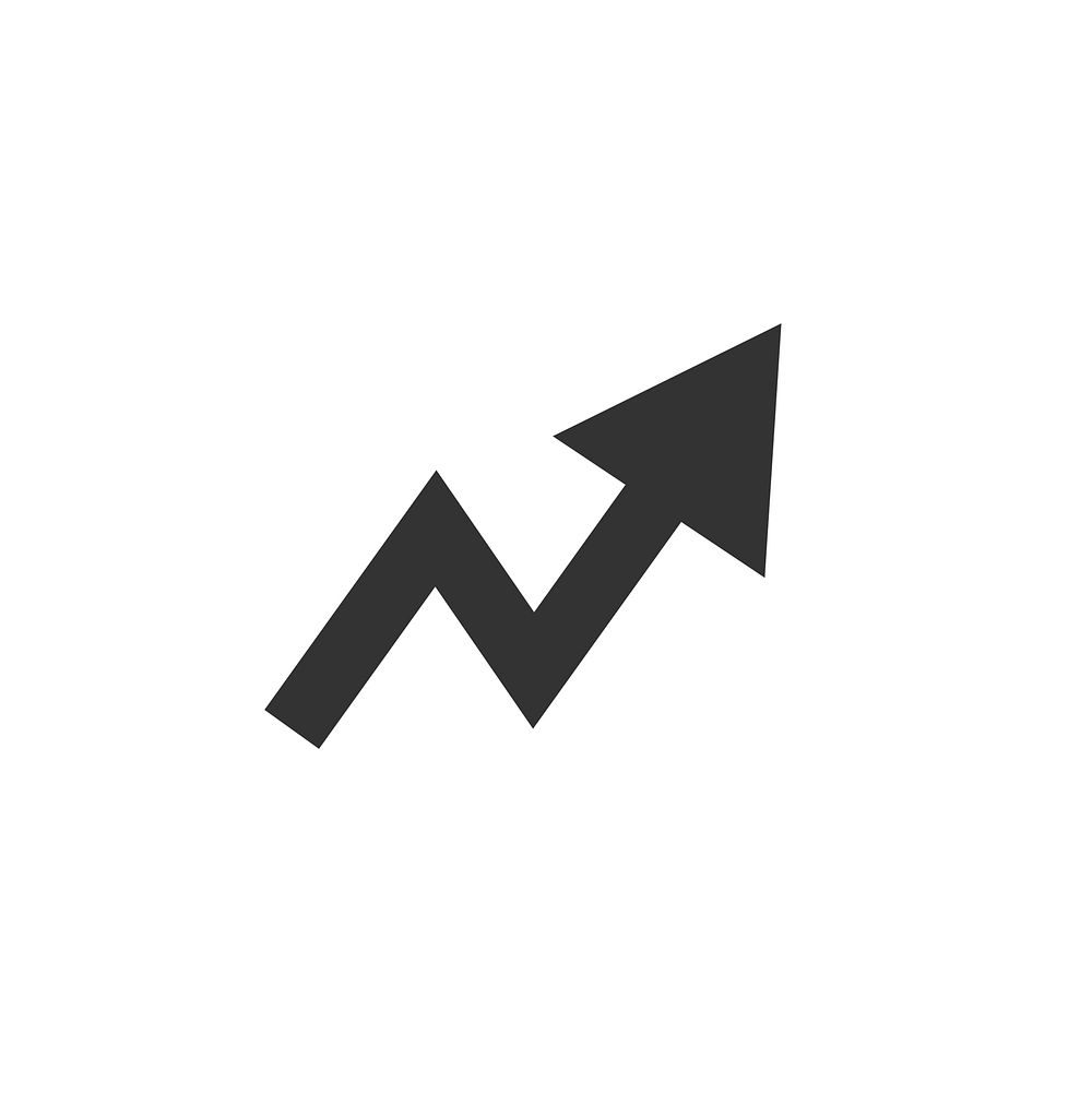 Growth graph with arrow icon vector