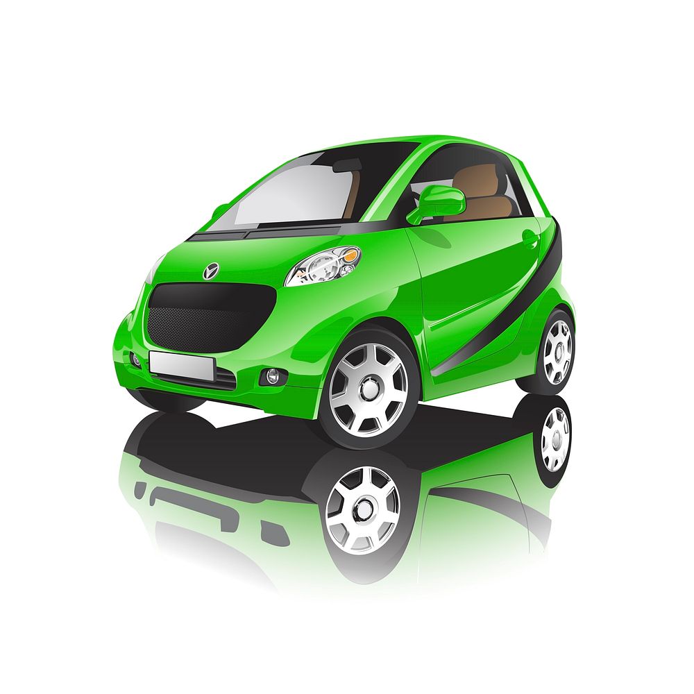 Green micro car isolated on white | Premium Vector - rawpixel