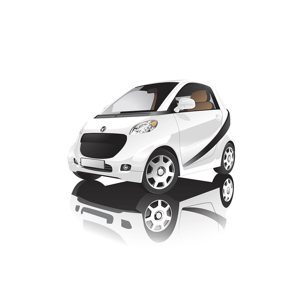 White micro car isolated on white vector